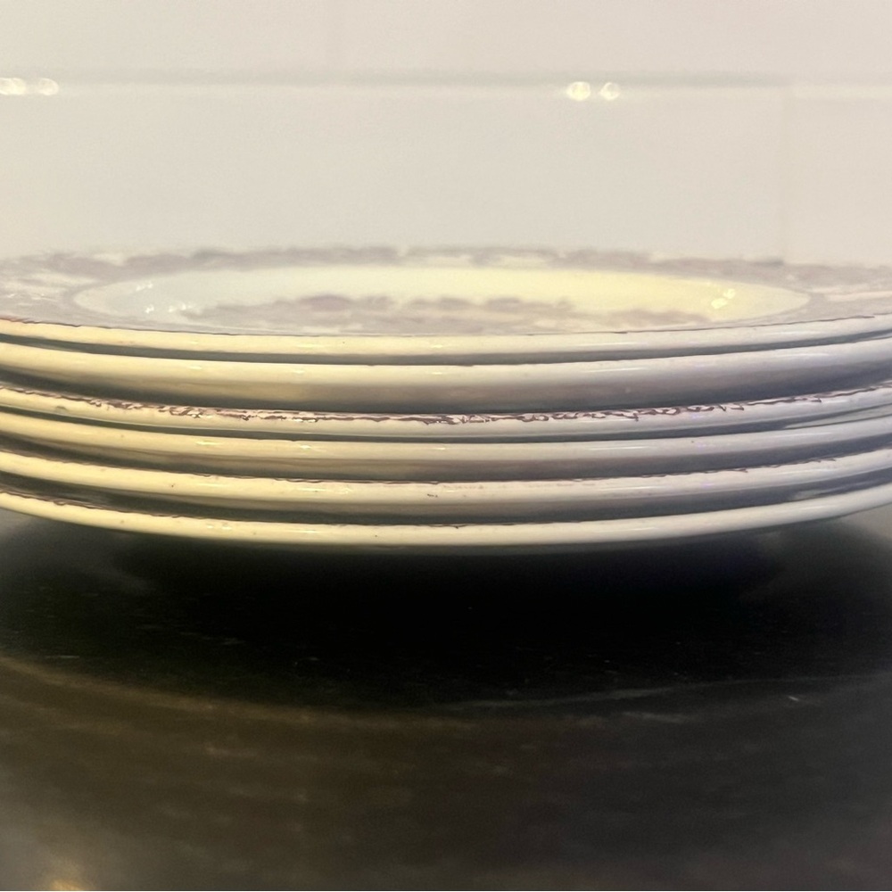 6 Vintage Clarice Cliff PURPLE Dessert Plates - Picture 8 of 8